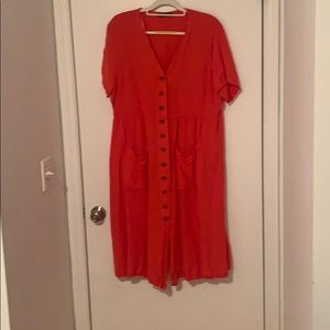 Red/orange dress. Linen mix.